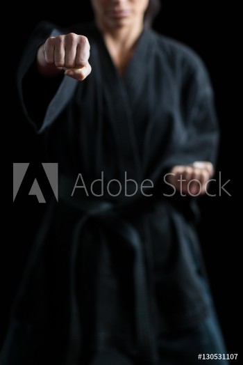 Picture of Female karate player performing karate stance